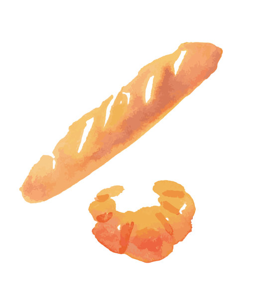 法棍面包和牛角面包的插图图片下载
