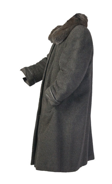女性的羊毛外套，有一个孤立在白色背景上的兜帽。图片下载