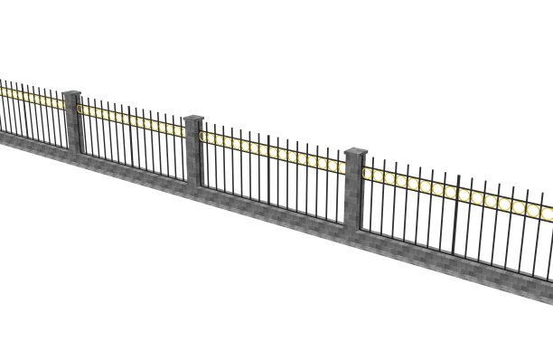 栅栏孤立在白色3D渲染图片下载