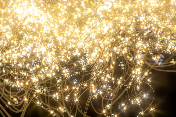 发光的点与黑暗的背景，梦幻般的点，3d渲染。图片下载