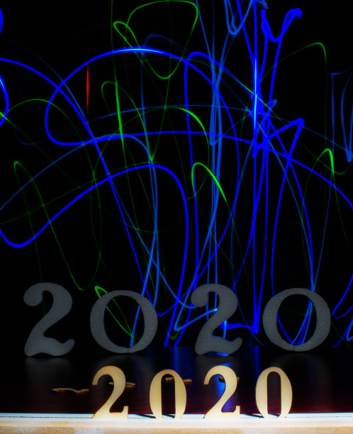2020年新年的字母和彩灯的背景图片下载