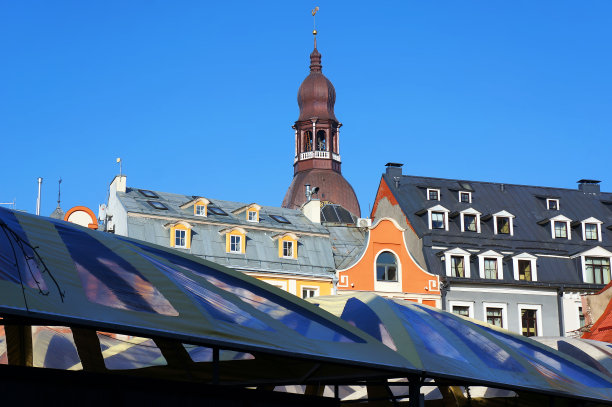 拉脱维亚里加的中世纪建筑。图片下载