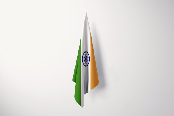 印度国旗悬挂与复制空间隔离- 3D插图图片下载