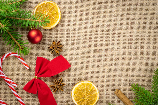 圣诞背景金。2020年新年图案和圣诞庆祝装饰孤立在亚麻纹理。横幅模拟的产品或设计内容的显示图片下载