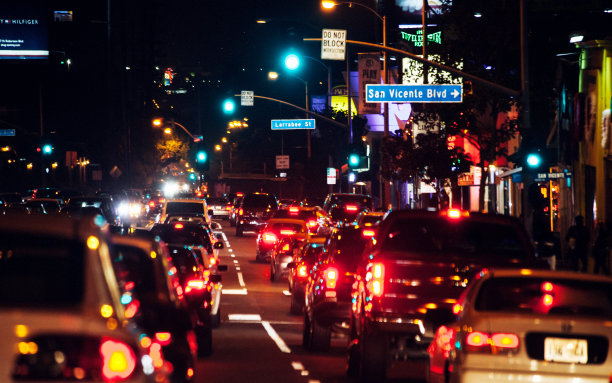 洛杉矶日落大道交通繁忙素材图片