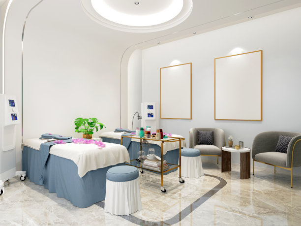 美容院，按摩和水疗中心的3d渲染图片下载