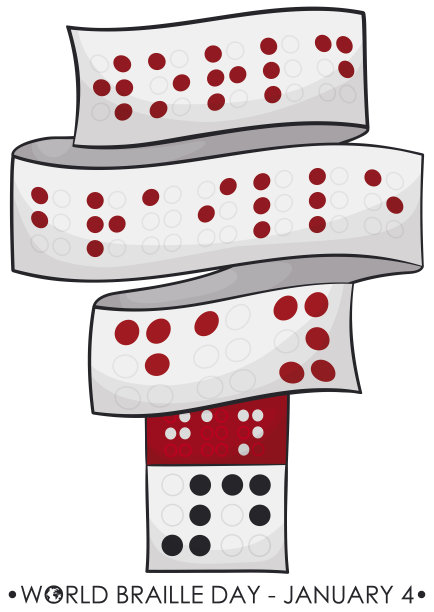 纪念世界盲文日的压花缎带和日历图片下载