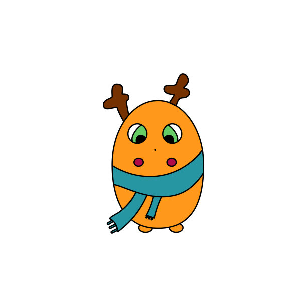 可爱的怪物鹿在围巾有趣的卡通矢量插图图片下载