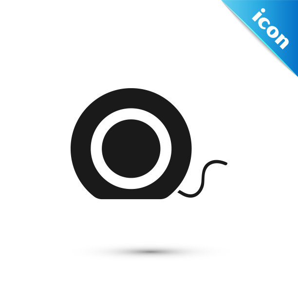 白色背景上孤立的黑色牙线图标。矢量图图片下载