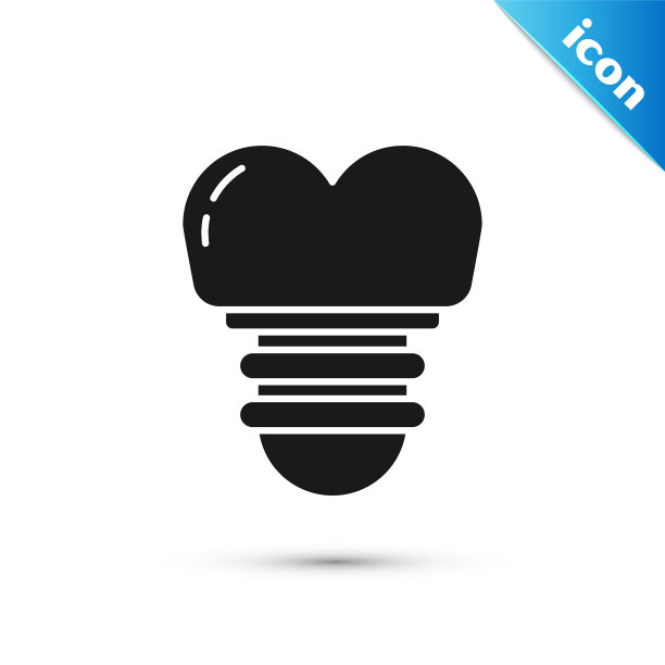 黑色植牙图标孤立在白色背景上。矢量图图片下载