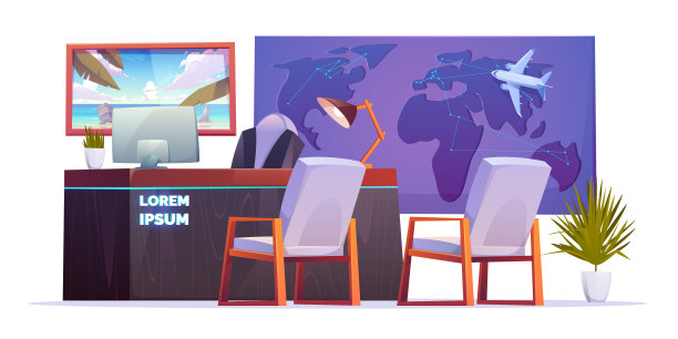 旅行社办公室内部空无一人图片下载