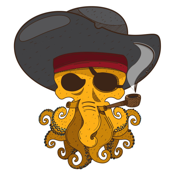 海盗章鱼。关于海盗主题的插图图片下载