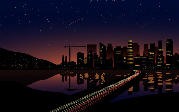 城市夜晚插图图片下载