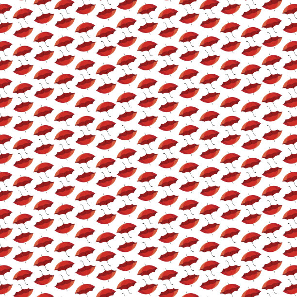 打开的红伞上有黑色的把手，图案无缝。矢量插图。图片下载