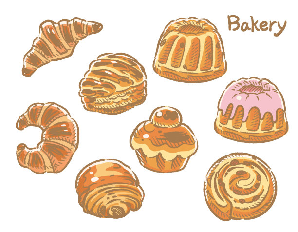 各种各样诱人的面包。图片下载