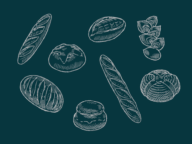 各种各样诱人的面包。图片下载