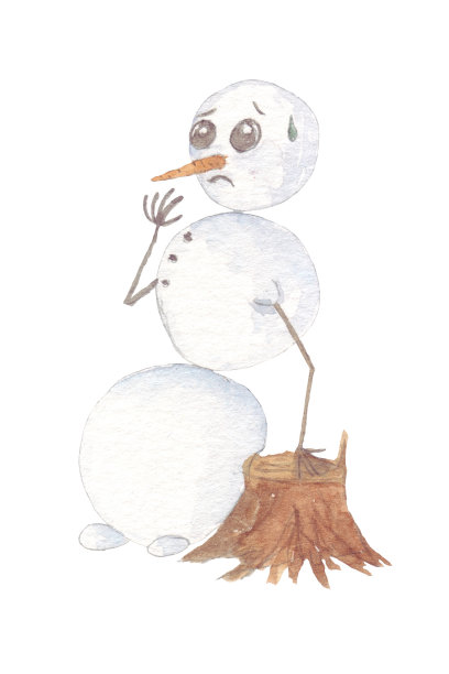 可爱的女孩雪少女有着大大的蓝眼睛，长长的金发和蓝色的套装。水彩手绘插图图片下载