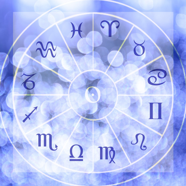 占星术主题插图。十二星座在明亮的抽象背景，文字空间图片下载