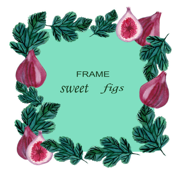 蓝色背景上成熟的甜无花果。时尚的印花纺织品设计图片下载