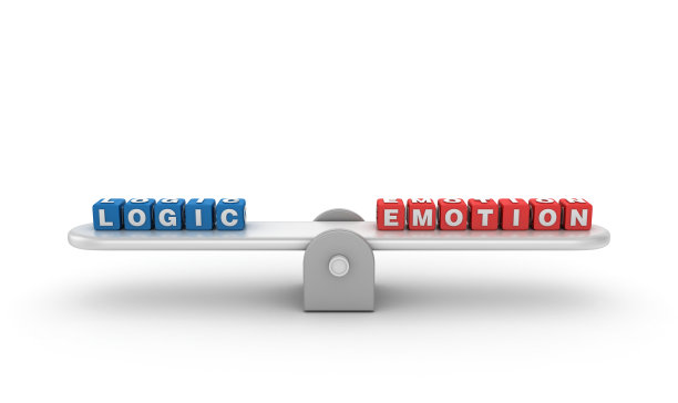 跷跷板与逻辑情绪流行语立方体- 3D渲染图片下载