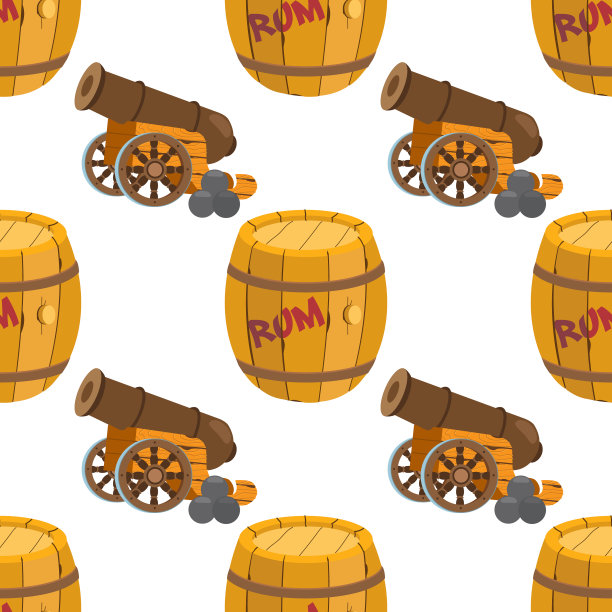 设计表面的无缝图案朗姆酒木桶图片下载