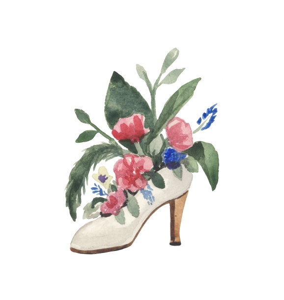 水彩设计构成的夏季花卉素材图片