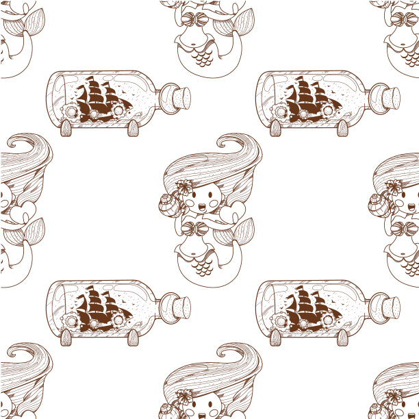 无缝图案为设计表面美人鱼图片下载