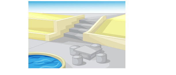酷公园与水游泳池和桌椅摇滚卡通图片下载
