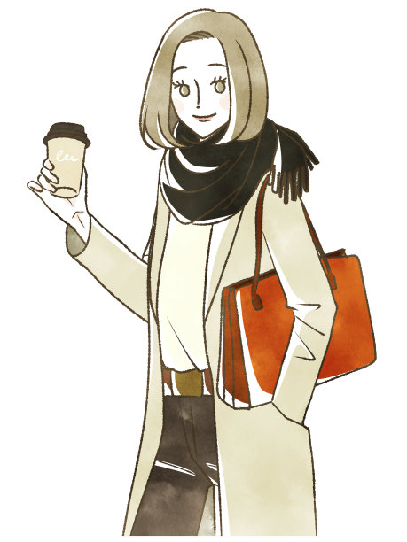 女人穿着冬天的衣服拿着热饮图片下载