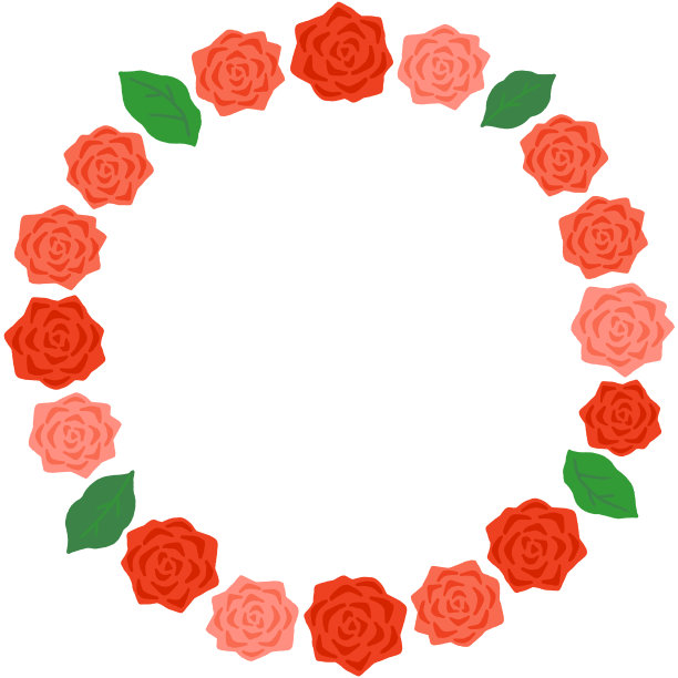 花装饰圆框红玫瑰图片下载