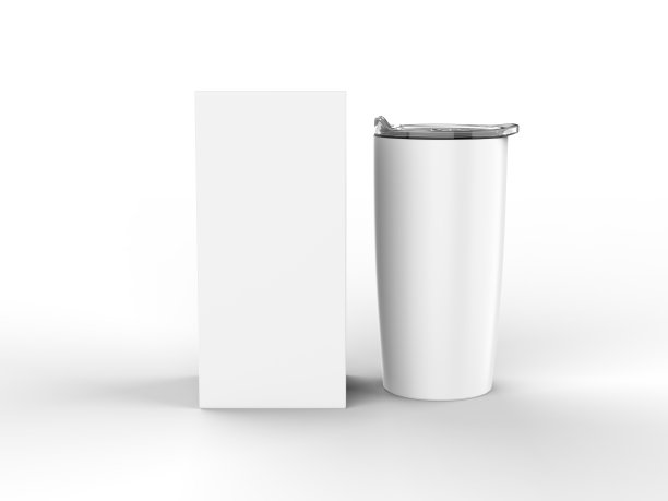 空白不锈钢Tumbler与盖子和硬盒品牌模拟。3 d渲染插图。图片下载