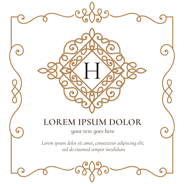 金色框架与装饰向量装饰。优雅,经典的元素。可用于珠宝、美容、时尚等行业。伟大的标志，标志，背景或任何理想的想法。图片下载