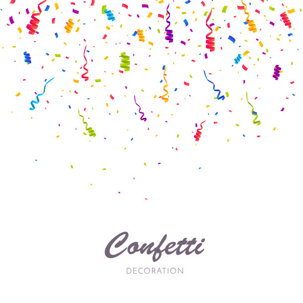颜色五彩纸屑背景。庆祝派对矢量插图素材图片