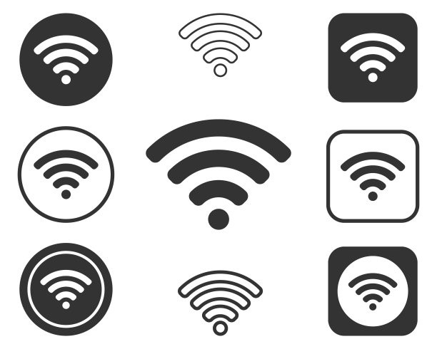 Wifi信号图标无线连接标志矢量插画集图片下载