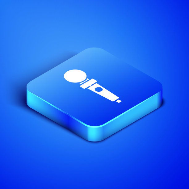 等距操纵杆街机图标隔离在蓝色背景。操纵杆手柄。蓝色方块按钮。矢量图图片下载