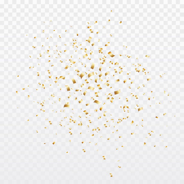 五彩纸屑突然爆炸。金色的丝带，飘带和粒子。生日晚会的背景。图片下载