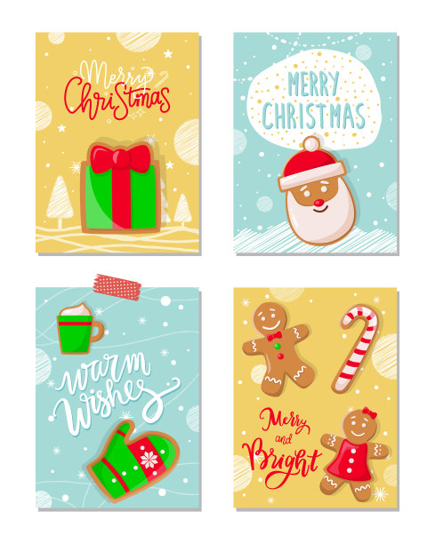 圣诞快乐海报和问候饼干图片下载