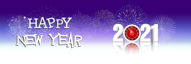 在烟火的背景下，2021年新年快乐。节日里的烟火五彩缤纷。图片下载