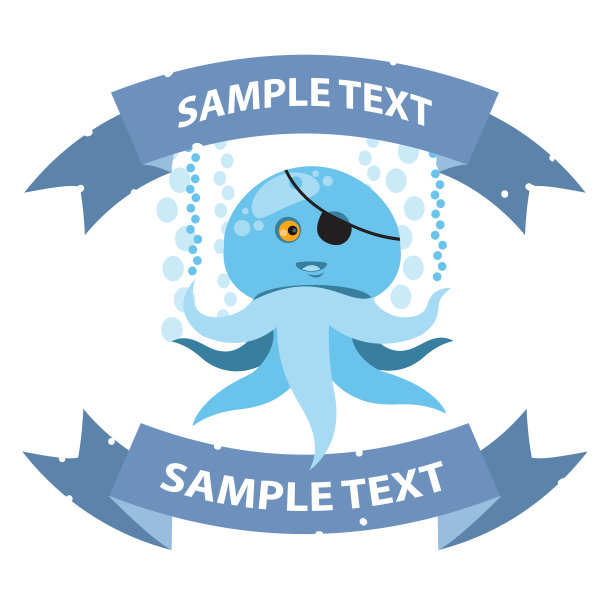 带横幅的章鱼。海洋生物。水下世界与动物群图片下载