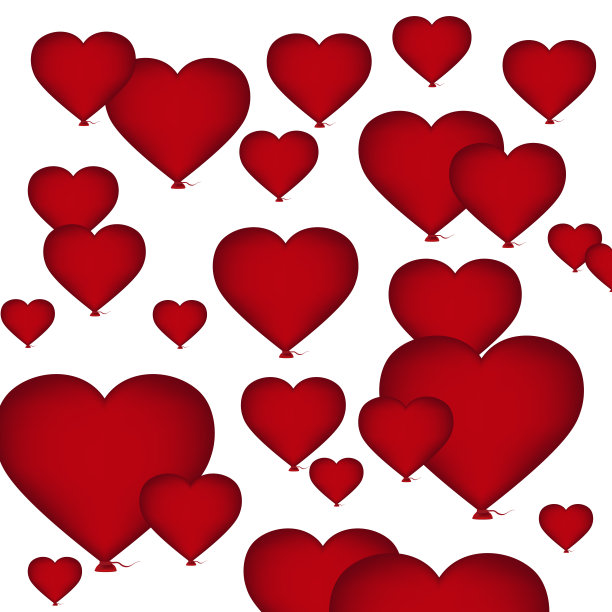 心形的红色气球在情人节素材图片