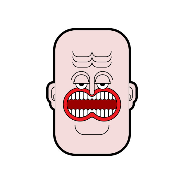 愤怒的脸孤立。脾气暴躁的人。矢量图图片下载