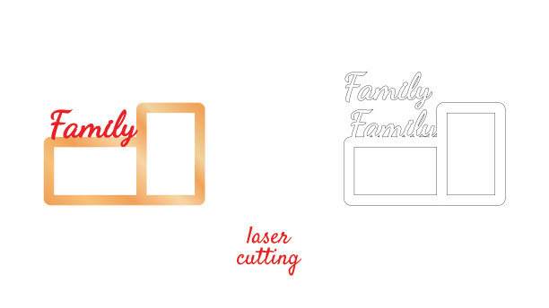 镜框与铭文照片家庭激光切割。拼贴相框。模板激光切割机木材和金属。情人节或婚礼的完美礼物。图片下载