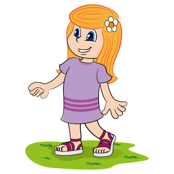 插图描绘了一个直发金发的女孩。理想的目录，通讯和机构材料图片下载