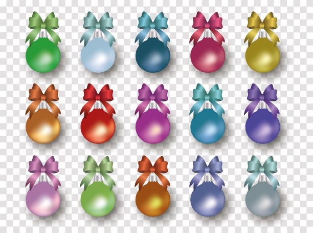 彩色的小玩意和丝带设置孤立的透明背景素材图片