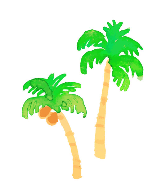 水彩画的两棵棕榈树图片下载