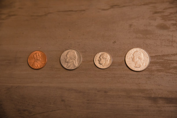 货币变化增长进展连续性规模概念-增加价值-便士镍币一角硬币图片下载