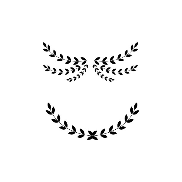 黑色花环分割器设置孤立的拱形月桂枝与叶图片下载