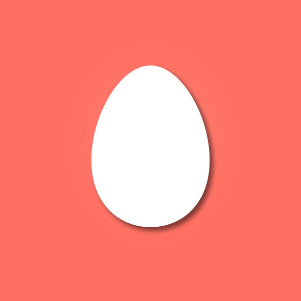 扁平形状的白色鸟蛋与阴影在珊瑚背景。图片下载