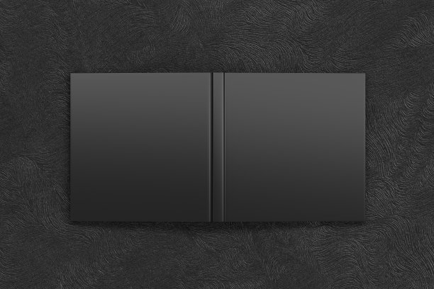 空白黑色方形打开和颠倒的书封面图片下载