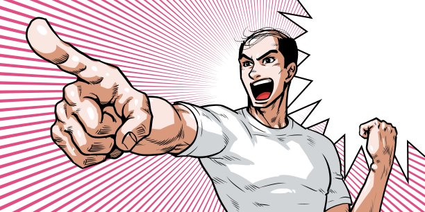 光头青年一边喊一边指图片下载